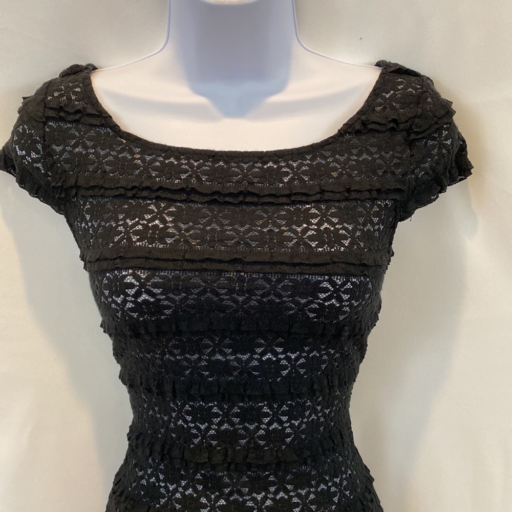 Banana Republic stretch floral lace short sleeve top black size XS - Picture 3 of 12